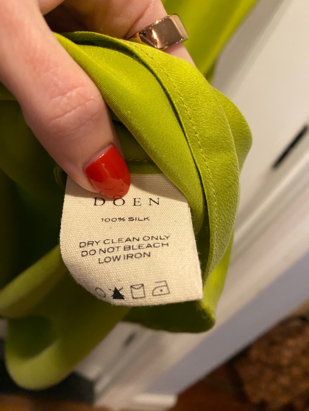 Doen Lime-Green Silk Slip Dress with Ruffle Straps - Picture 4 of 8